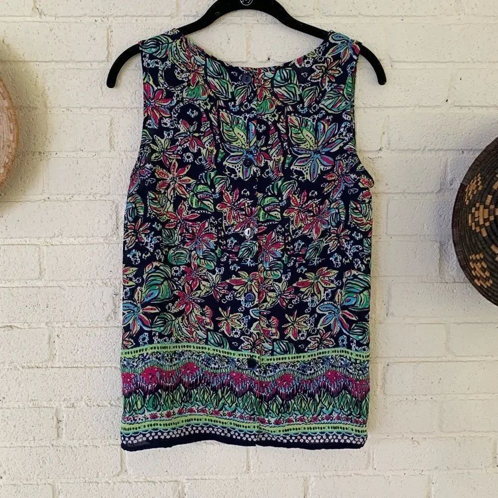 Cynthia Rowley Pattern Button Down Back Tank - Picture 5 of 6